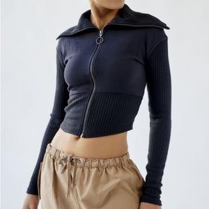 Urban Outfitters BDG Fitted Zip Up Jacket Black